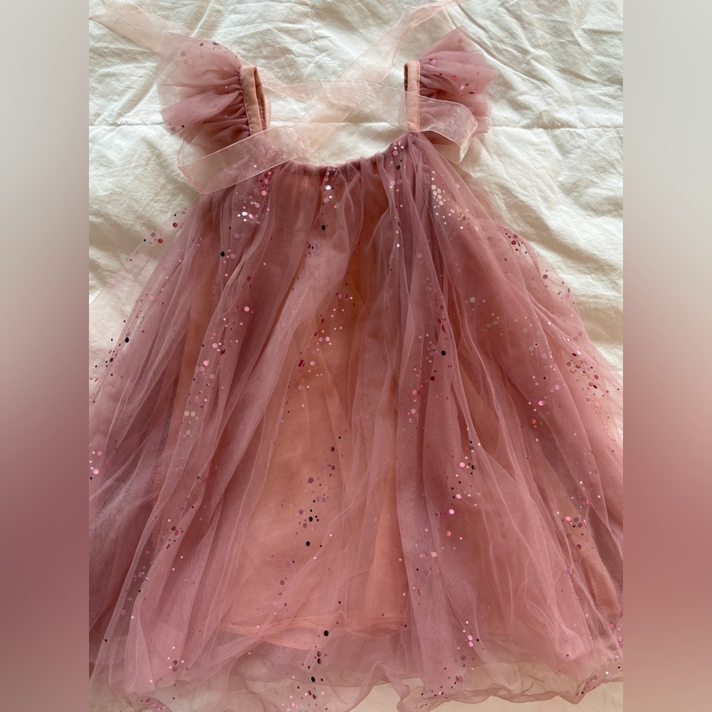 2t organza pink dress w sparkles